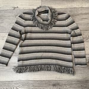 St John Sport Sweater Womens Stripe Fringe Ombre Gray Size Small Old Money Lux